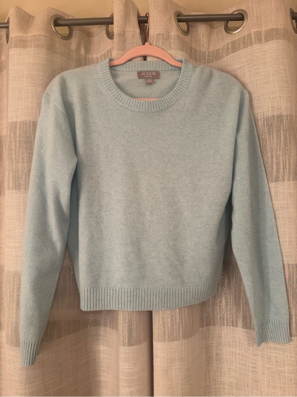 J. Crew Classic Sky Blue Cashmere Crewneck Sweater